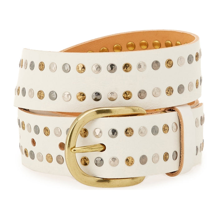 Campomaggi white belt with studs