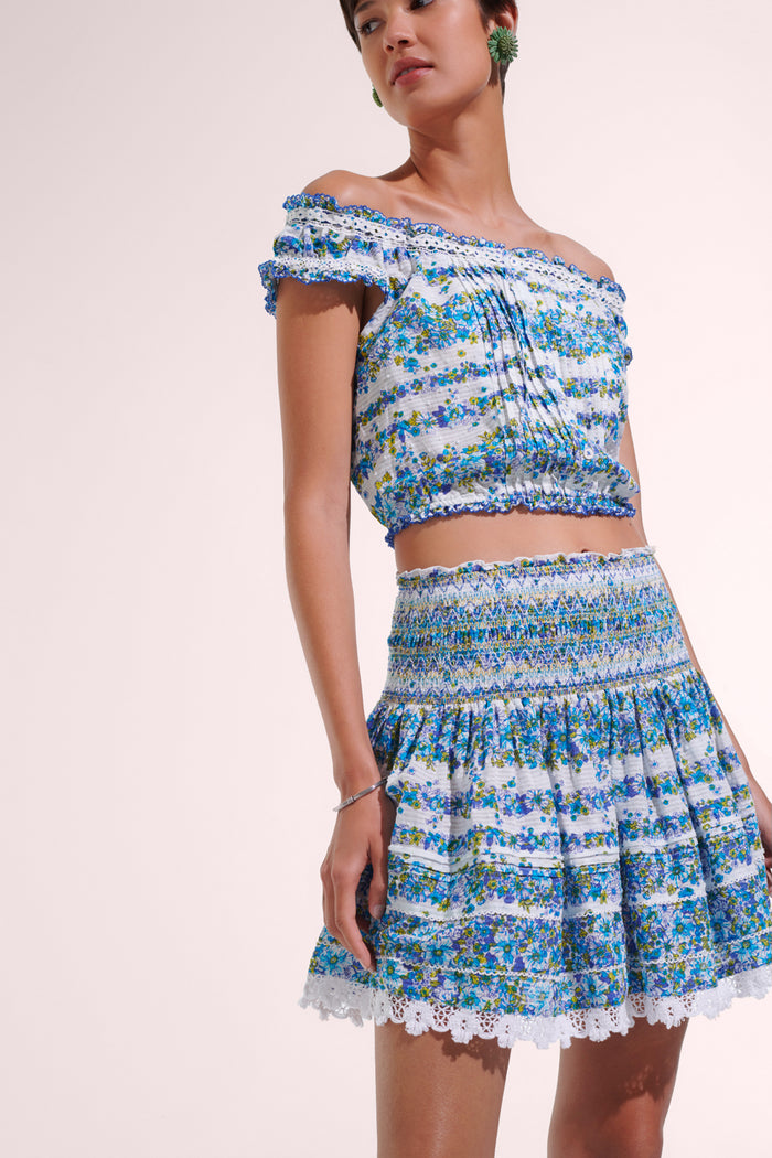 Poupette St. Barths MINI SKIRT GALIA //  BLUE WAVES FLOWERS