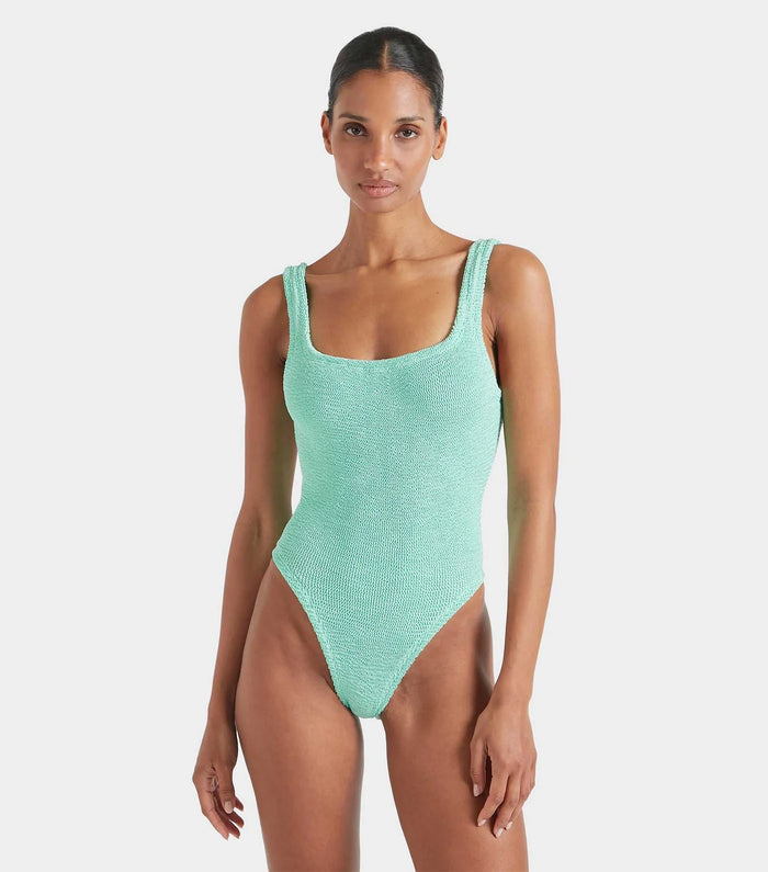 Hunza G Square Neck One Piece | Metallic Mint
