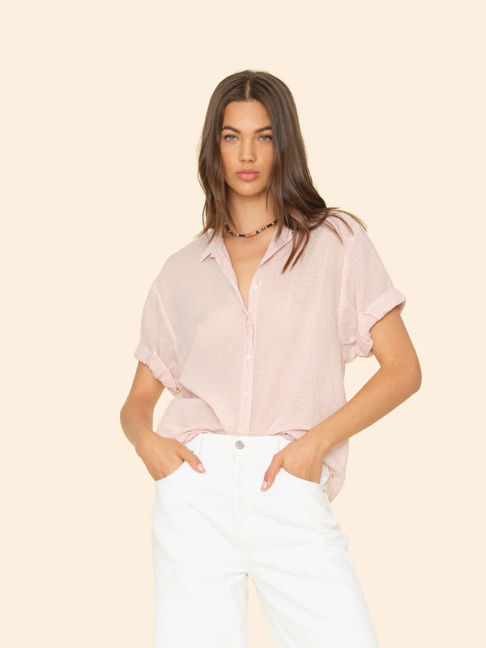 Xirena Channing shirt -  rose petal plaid texture