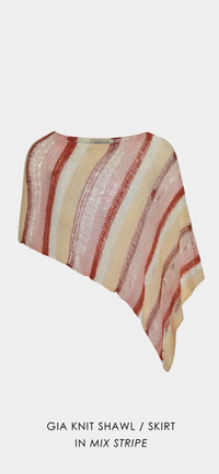 Indah- gia stripe handknit asym versatile shawl/skirt - supersoft fancy blend handknit