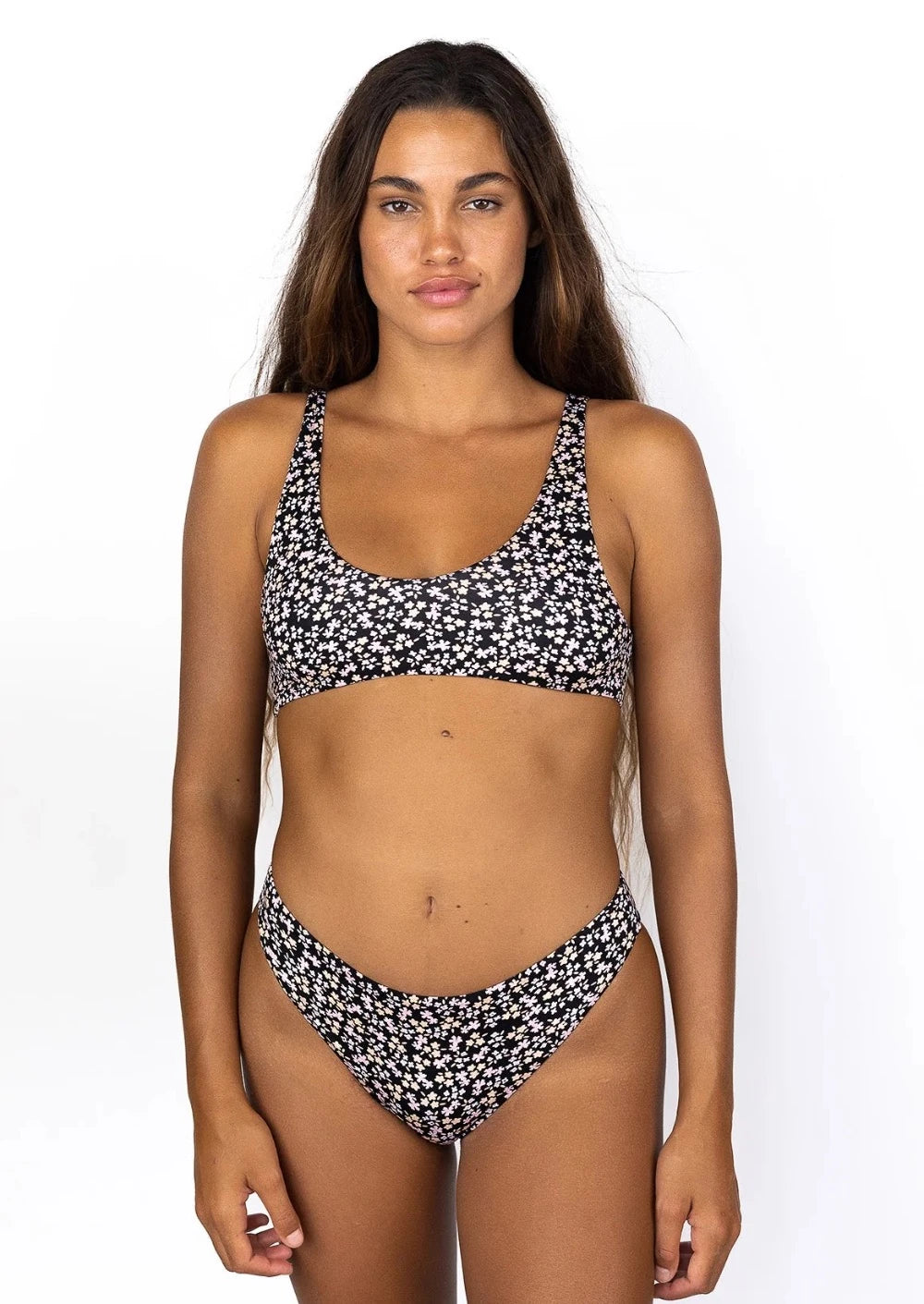 Mai Underwear Deluxe Everyday Top and Bottom in Navy Hibiscus Size