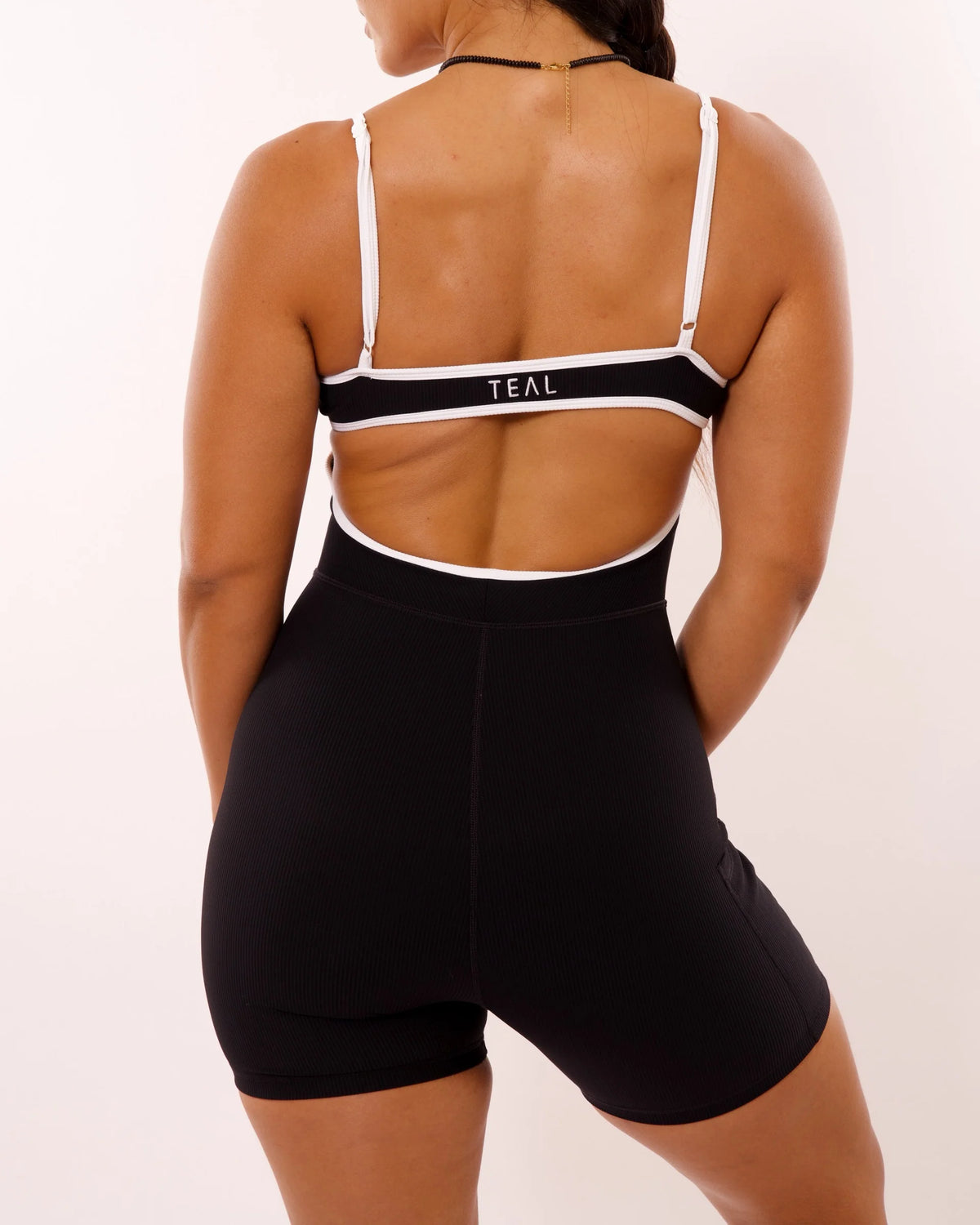Active by TEAL - Kayla Jumpsuit / Black with white trim