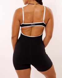 Active by TEAL - Kayla Jumpsuit / Black with white trim
