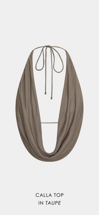 Indah- calla solid deep front cowl halter neck top - lyocell tissue jersey