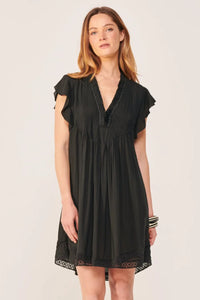 Poupette St Barths Mini Dress Sasha Lace Trimmed |Black|