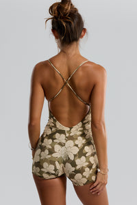 Benoa Swim Cross Back Romper Camo Ginger
