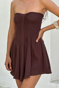 Indah Strapless dress // brown