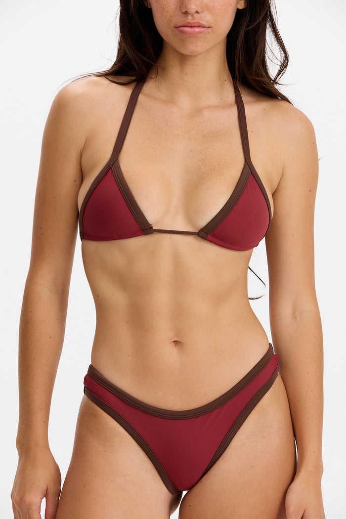 Benoa Swim Maya Top | Cherry/ Coconut trim