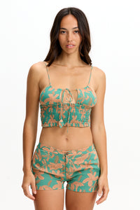 Benoa Swim Sabi Smocked Tank | Tropics