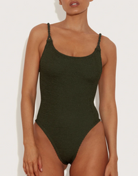 HunzaG swim Camille one piece | metallic khaki