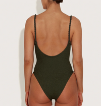 HunzaG swim Camille one piece | metallic khaki