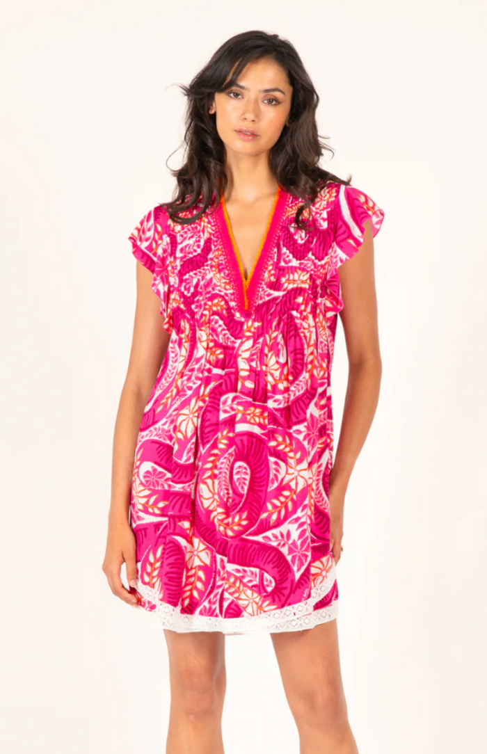 Poupette St. Barth Sasha Dress - Pink Holy Snake