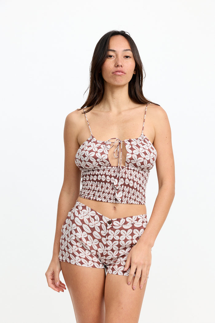 Benoa Swim Sabi Smocked Tank | cowrie basket