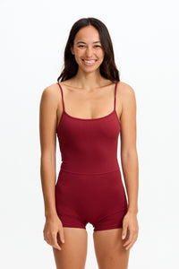 Benoa Swim | Square neck Romper 3" - Cherry
