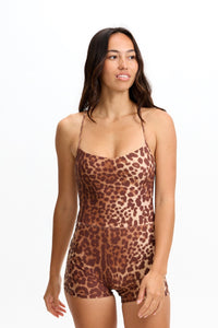 Benoa Swim | Cross Back Romper 3" -Sahara