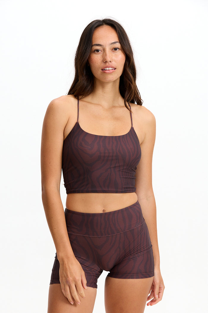 Benoa Swim Cross Back Tank Top | Chocolate Zebra