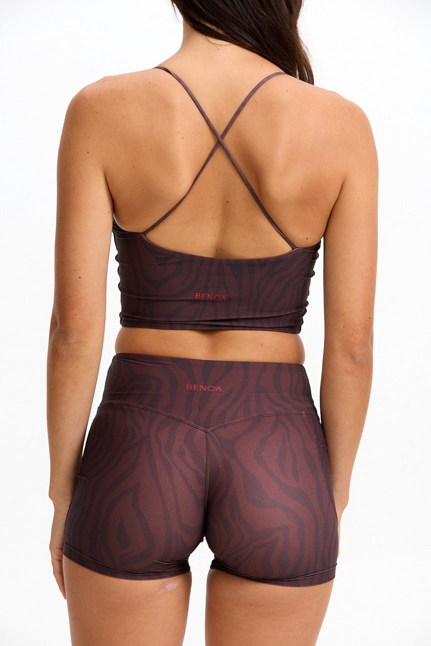 Benoa Swim Cross Back Tank Top | Chocolate Zebra