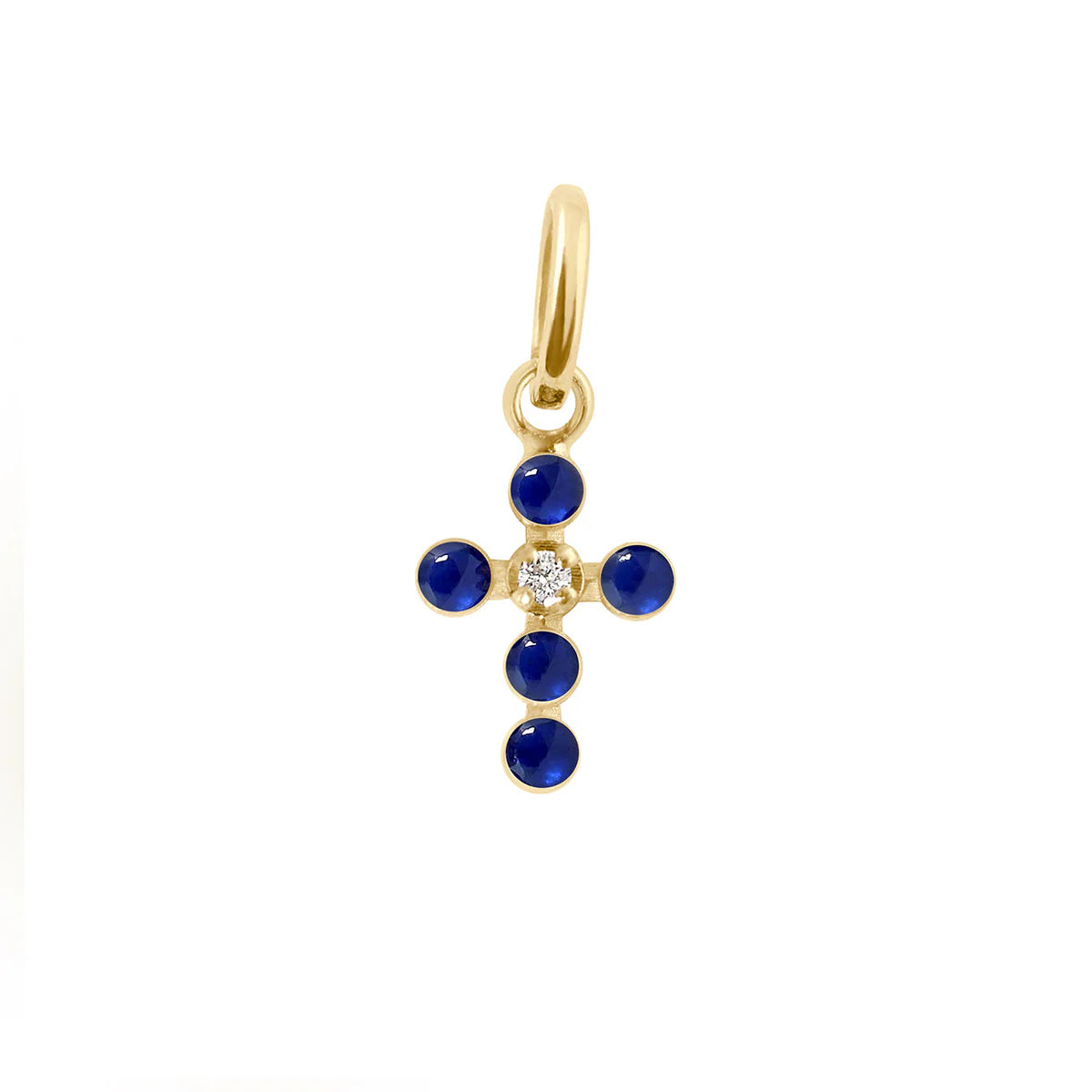 gigiClozeau pearled cross diamond pendant lapis