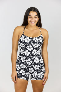 Benoa Swim | Cross Back Romper 3" - Pupukea Black