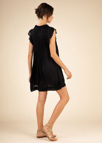 Poupette St Barths Mini Dress Sasha Lace Trimmed |Black|