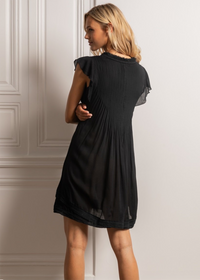 Poupette St Barths Mini Dress Sasha Lace Trimmed |Black|
