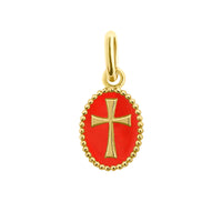 gigiCLOZEAU cross resin pendant Coral (18k YG)