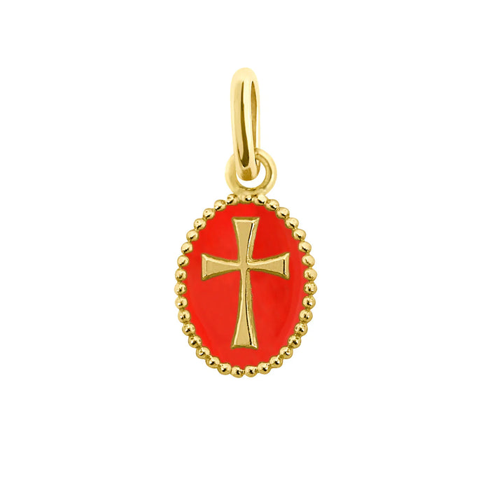 gigiCLOZEAU cross resin pendant Coral (18k YG)
