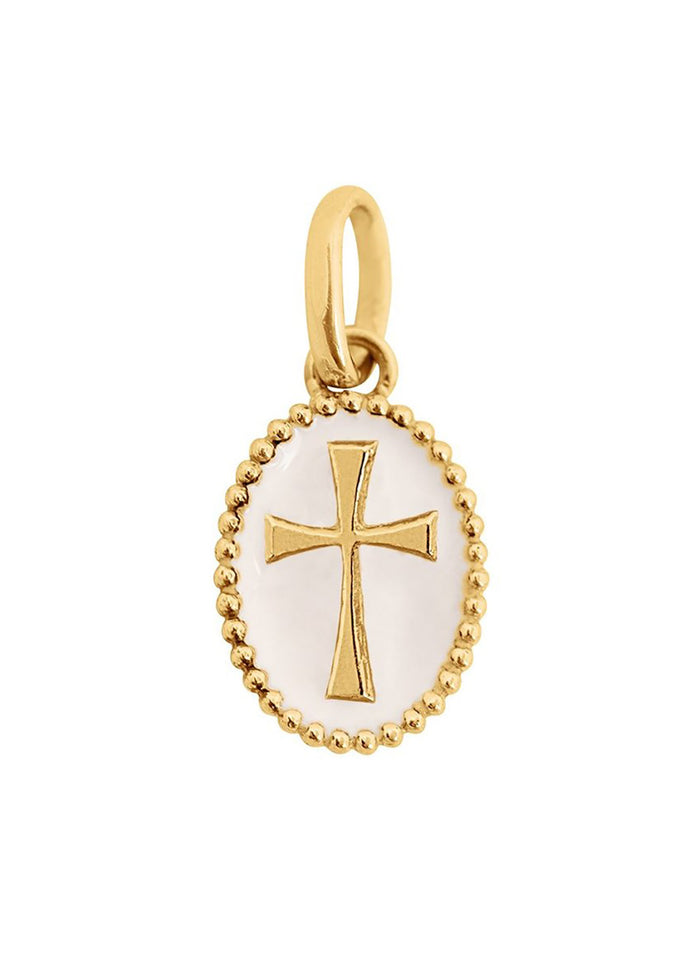 gigiCLOZEAU cross resin pendant White (18k YG)